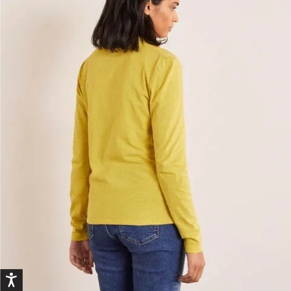 BODEN The Cotton Jersey Collar Notch Tee Long Sleeve Yellow Sz XS - Picture 4 of 13